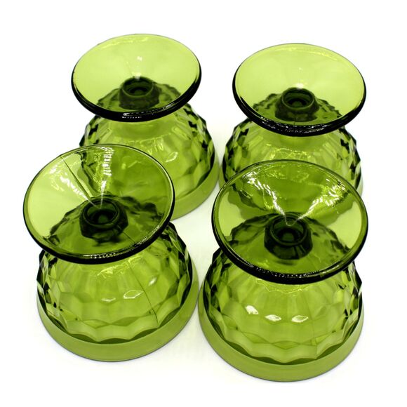 Vintage Glass Dessert Cups Indiana Glass Whitehall Cubist Pattern Set of 4 - Picture 5 of 6